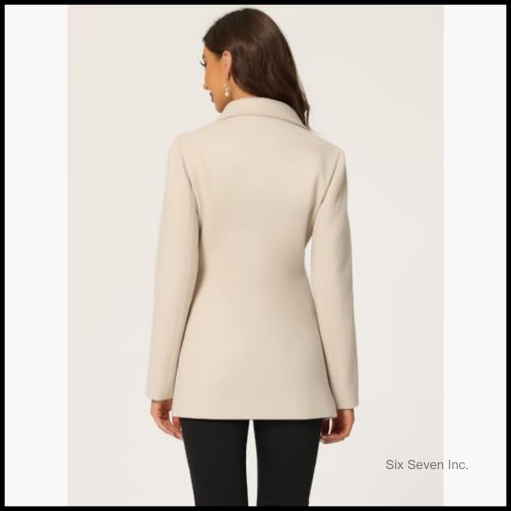 Polyester Pea Coat Double Breasted Mid Thigh Wint… - image 5